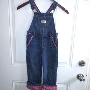 Oshkosh 5T Denim and Pink Floral Overral